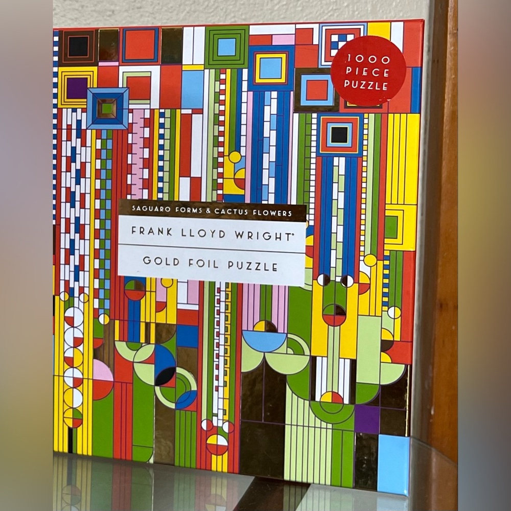 Frank Lloyd Wright Gold Foil 1000 pc Puzzle - Saguaro Forms & Cactus Flowers